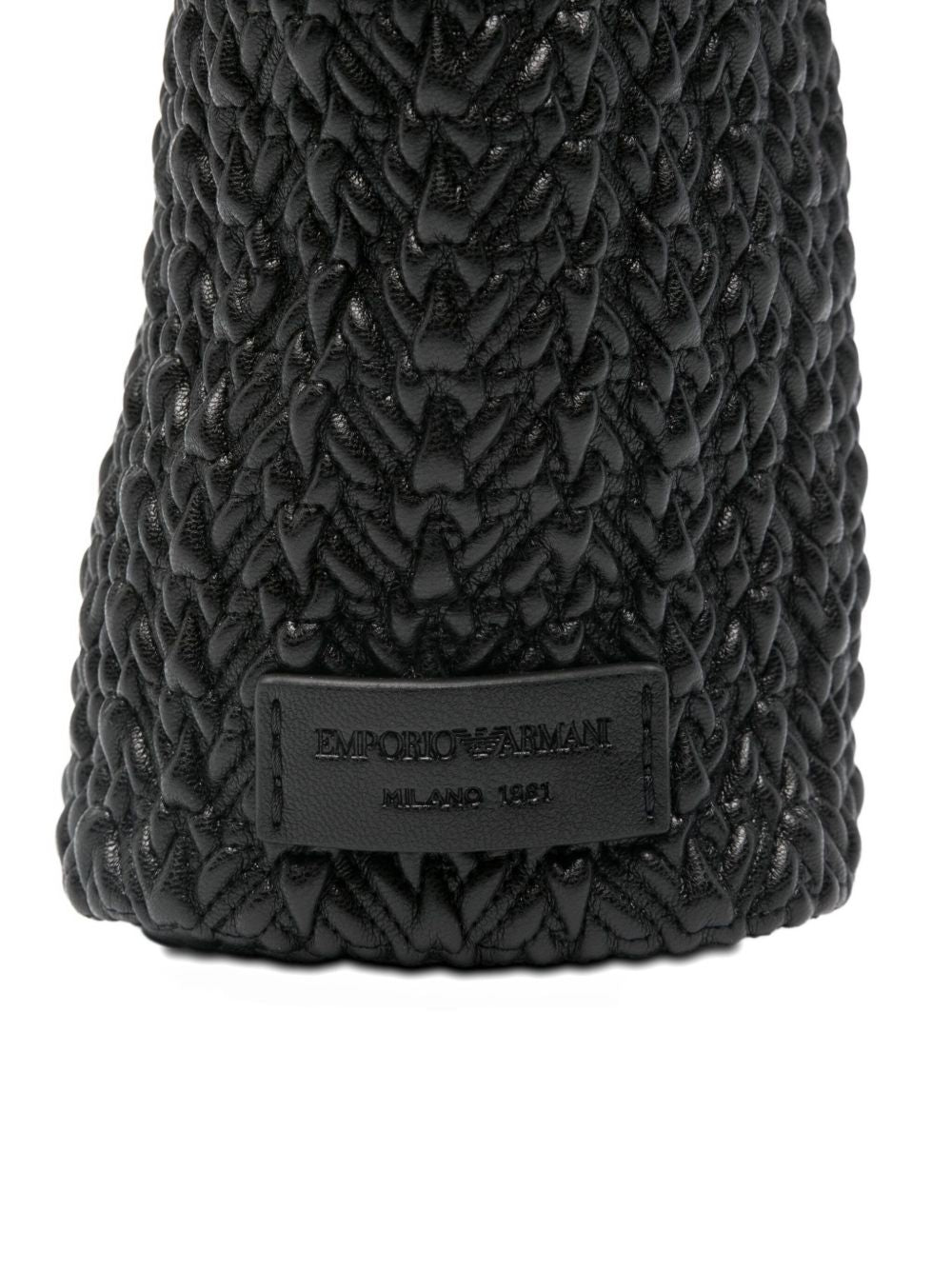 Emporio Armani Small Embossed Leather Hobo Bag Black