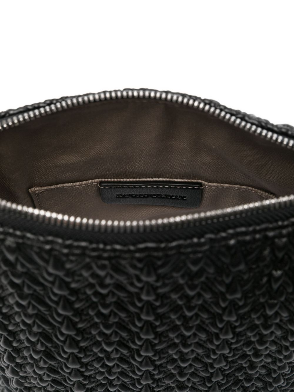 Emporio Armani Small Embossed Leather Hobo Bag Black