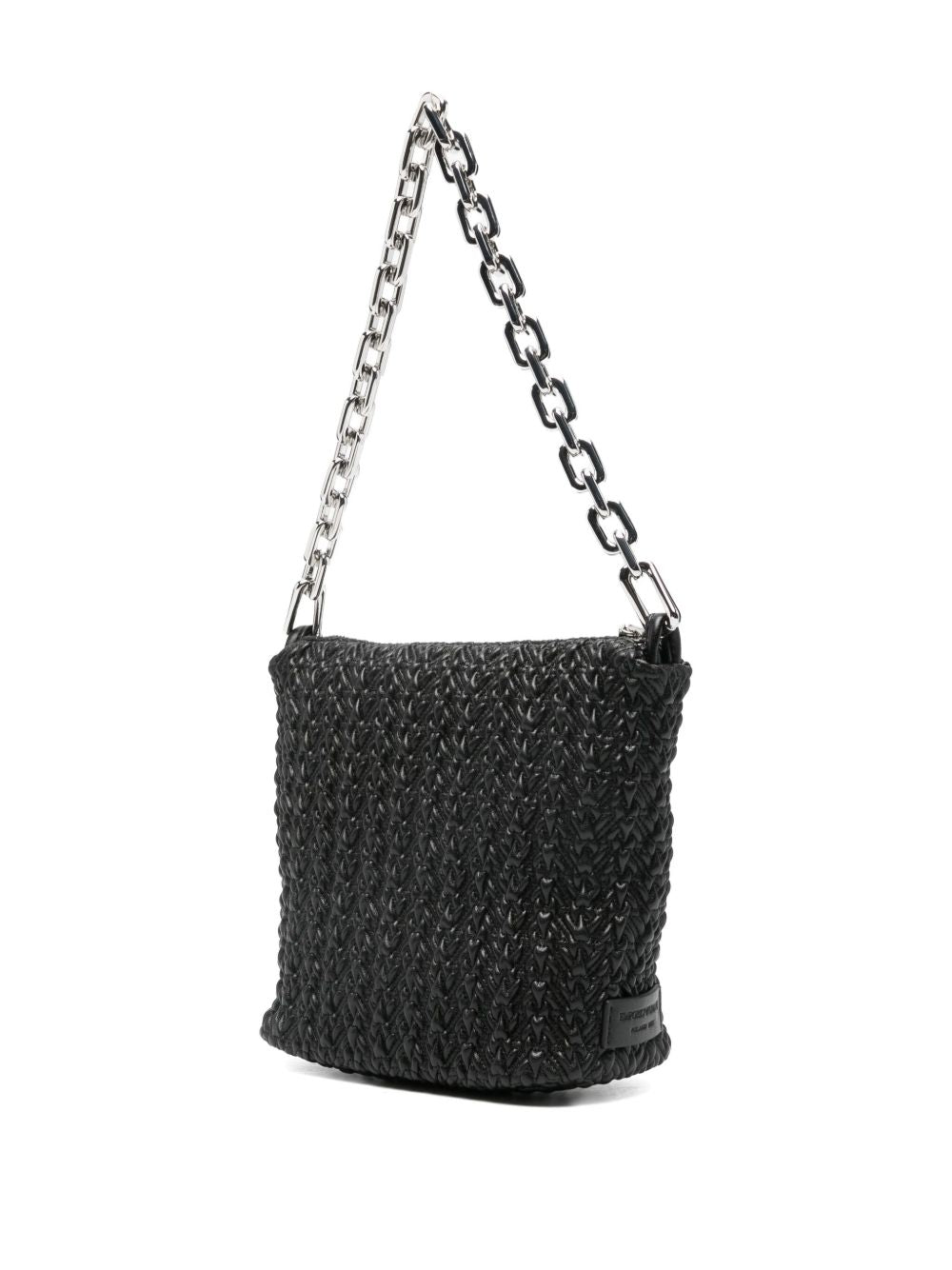 Emporio Armani Small Embossed Leather Hobo Bag Black