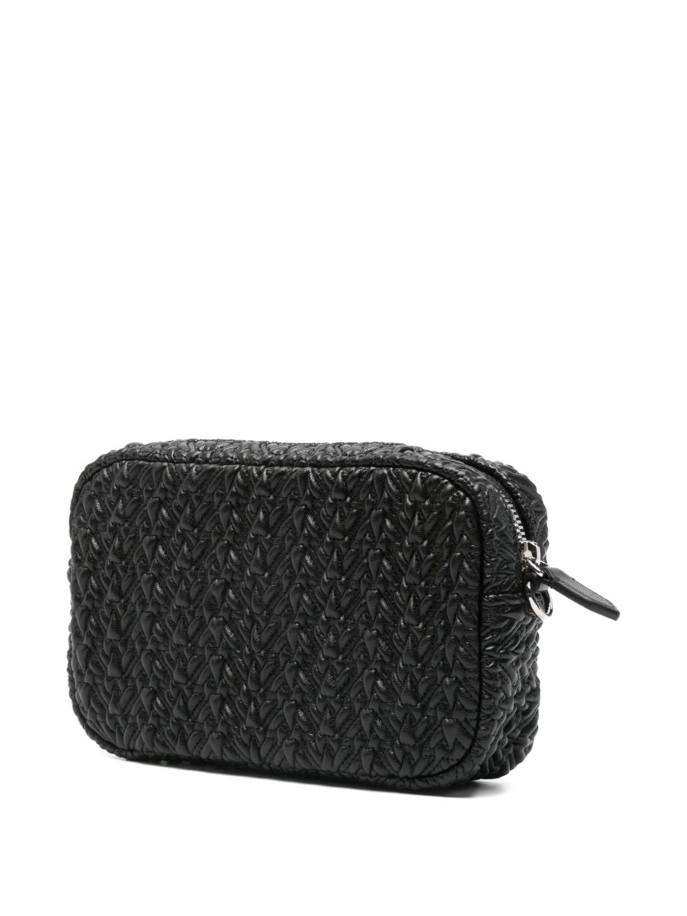 Emporio Armani Embossed Chevron Camera Bag with Chain Strap Black