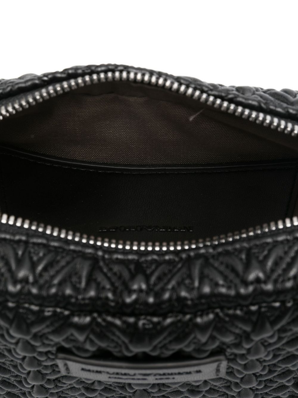 Emporio Armani Embossed Chevron Camera Bag with Chain Strap Black