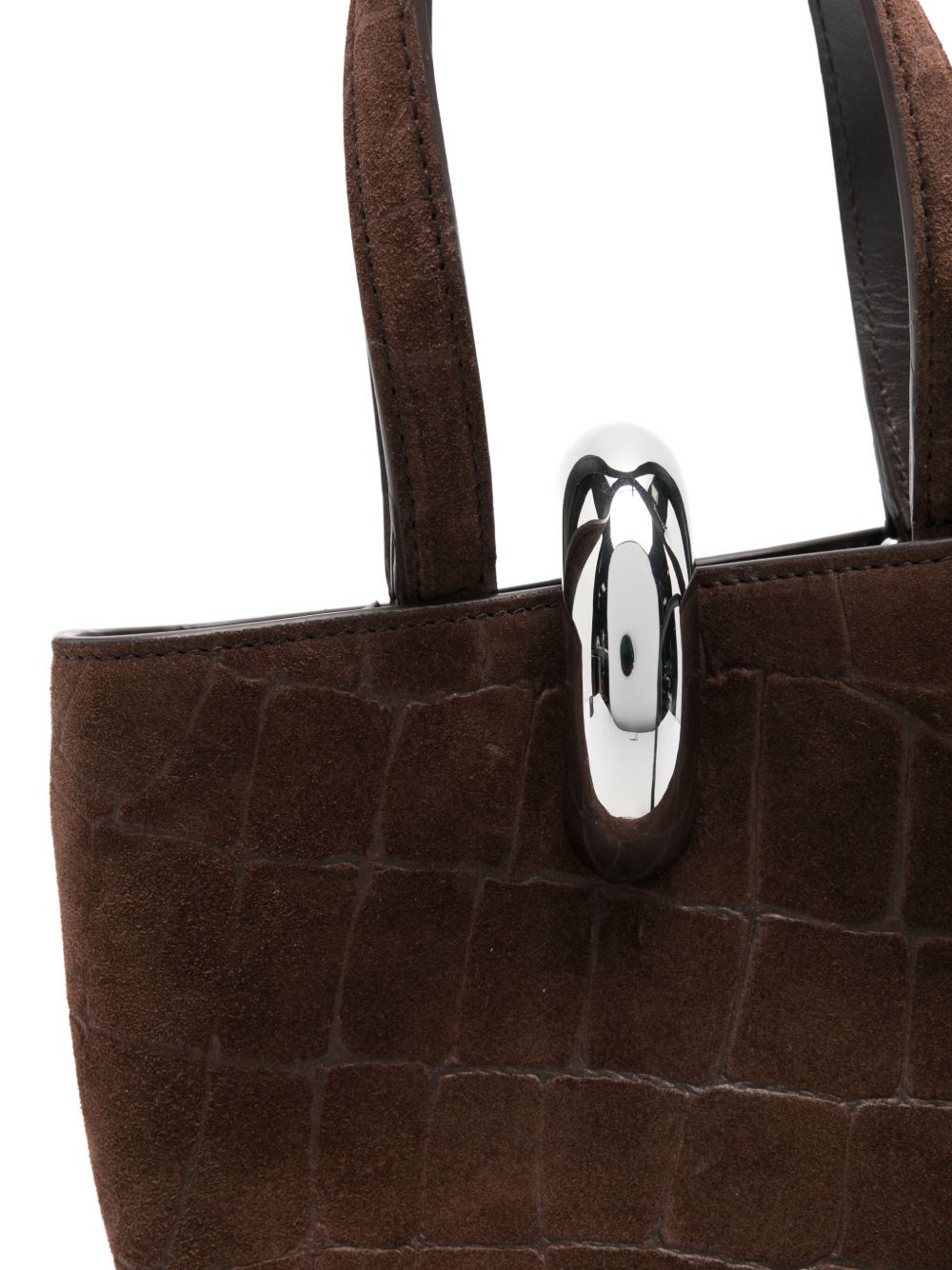 Jacquemus Le Petit Bambola Crocodile-Effect Ring-Detail Tote Bag Brown