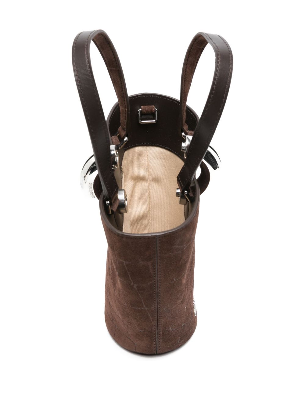 Jacquemus Le Petit Bambola Crocodile-Effect Ring-Detail Tote Bag Brown