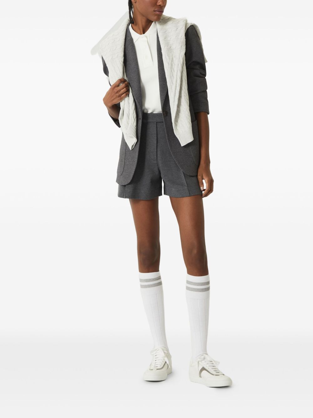 Brunello Cucinelli Cotton-Piqué Polo Shirt with Logo White White