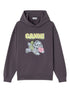 Ganni Graphic-Print Organic Cotton Hoodie Grey