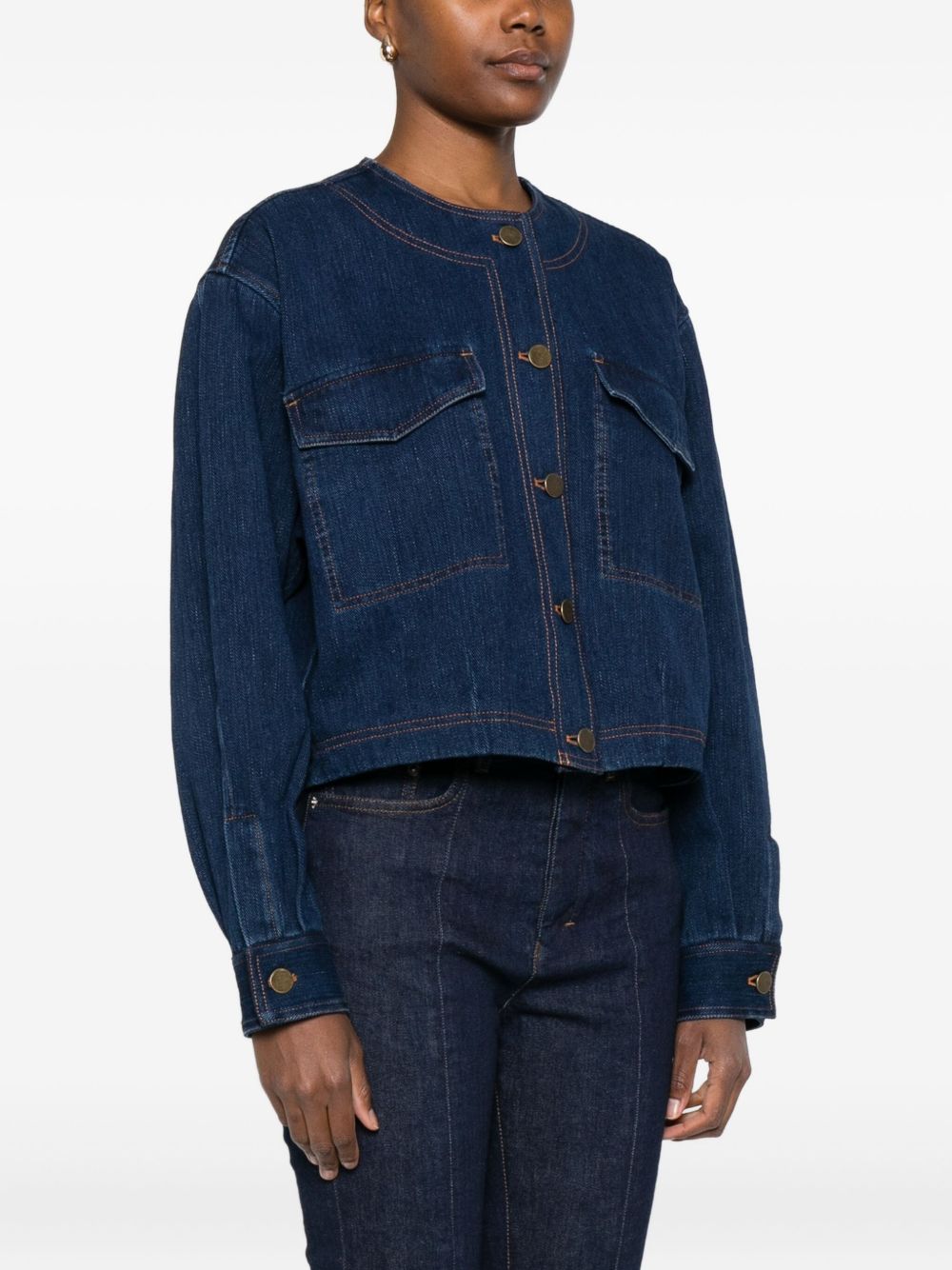 Forte Forte Denim Cotton Overshirt With Patch Pockets Blue