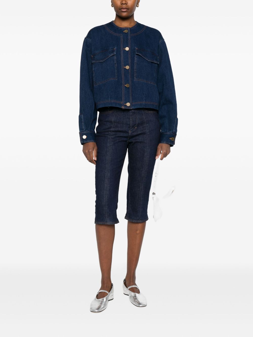 Forte Forte Denim Cotton Overshirt With Patch Pockets Blue