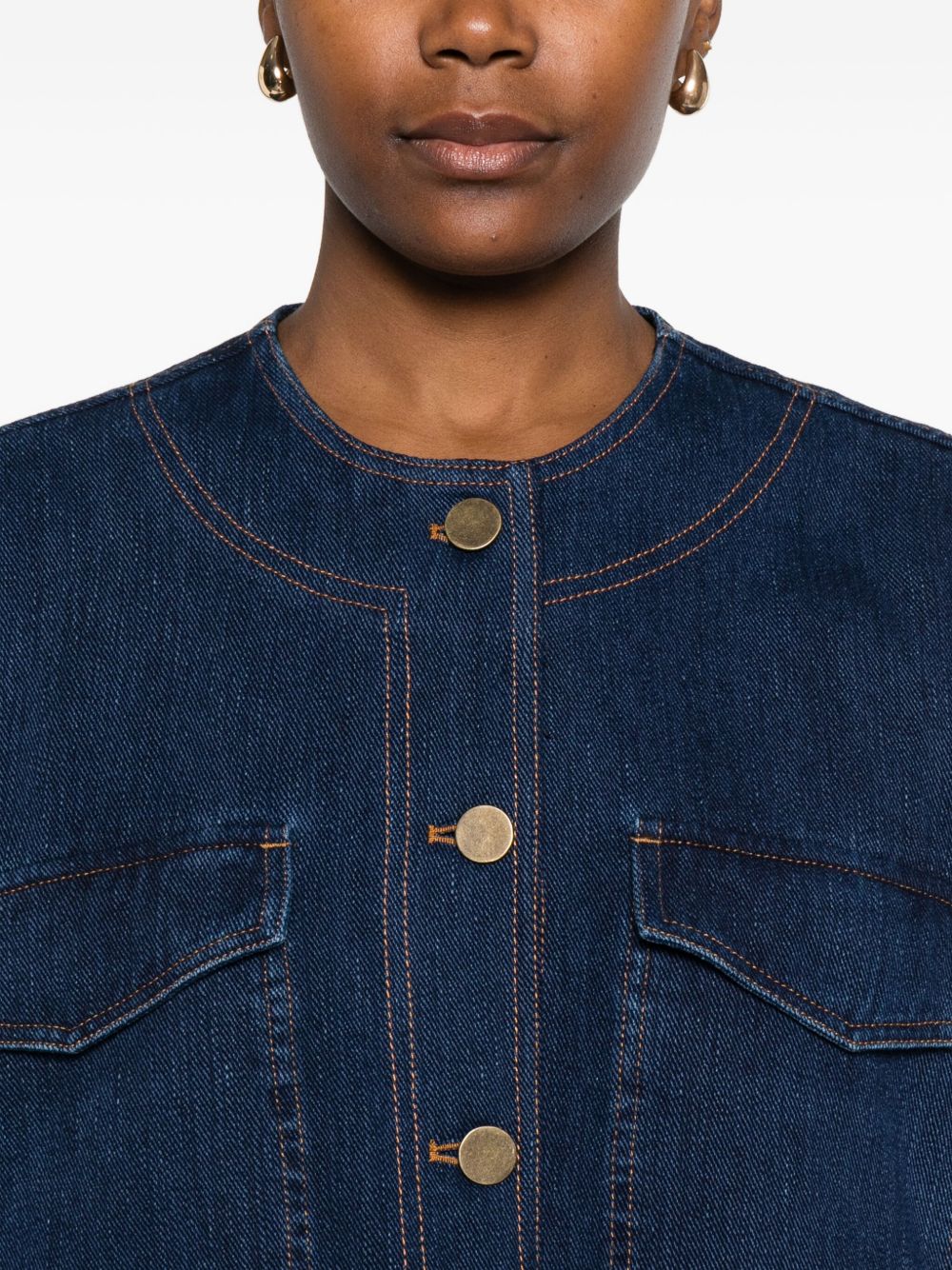 Forte Forte Denim Cotton Overshirt With Patch Pockets Blue