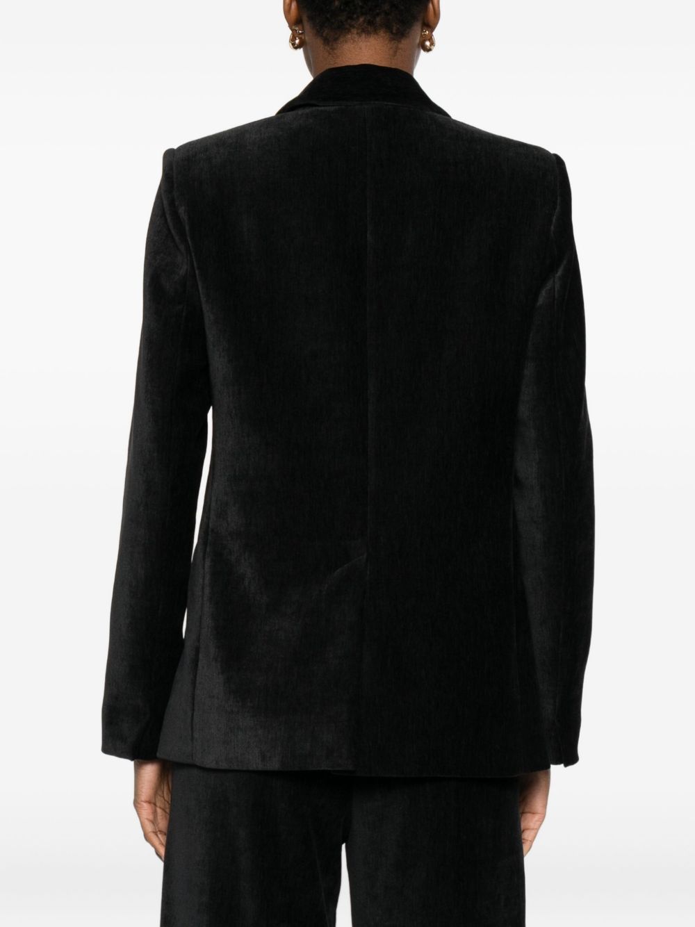 Forte Forte Velvet Double-Breasted Peak Lapel Blazer Black