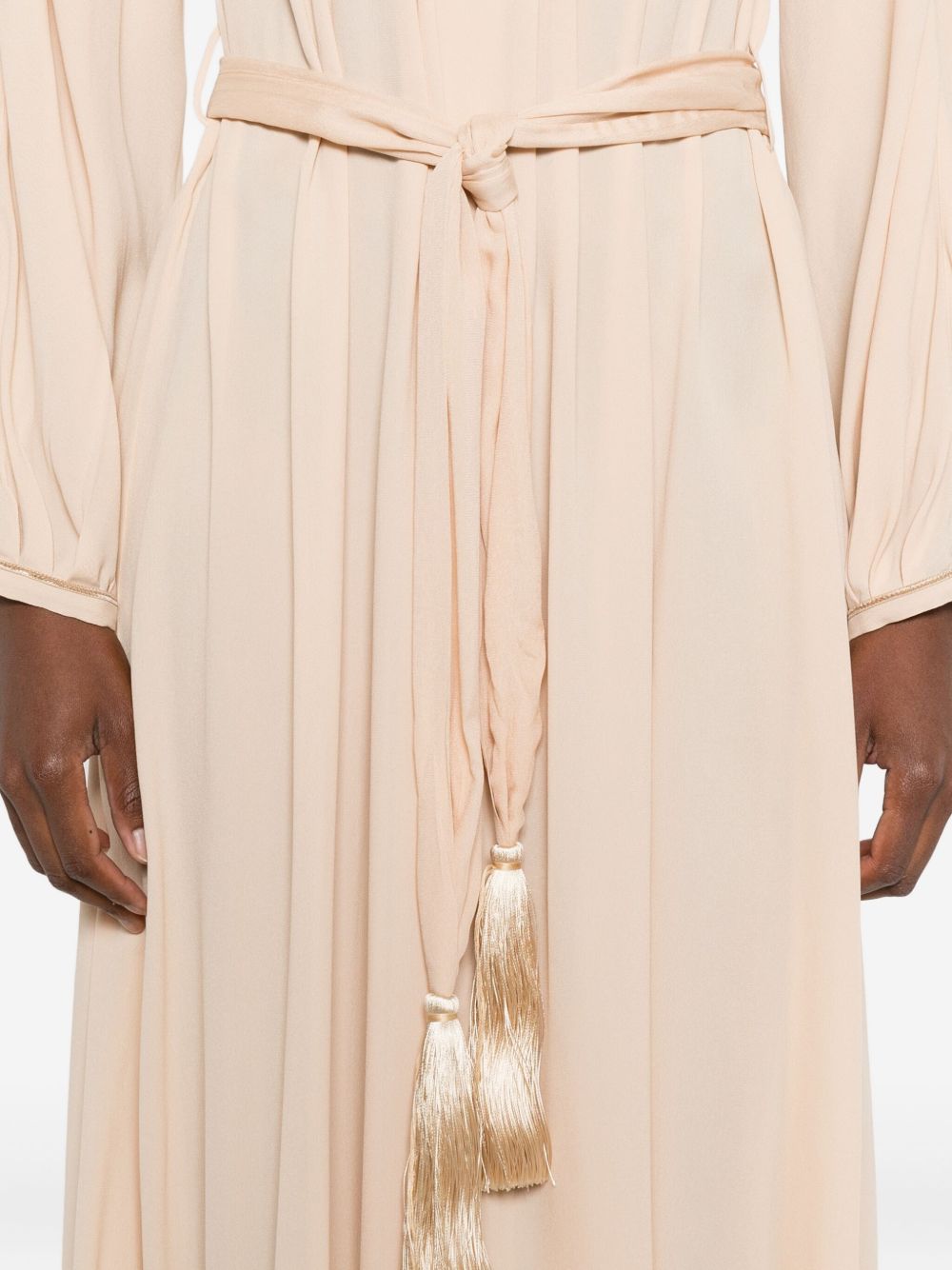 Forte Forte Crepe de Chine Tassel-Tie Long Dress Beige Beige