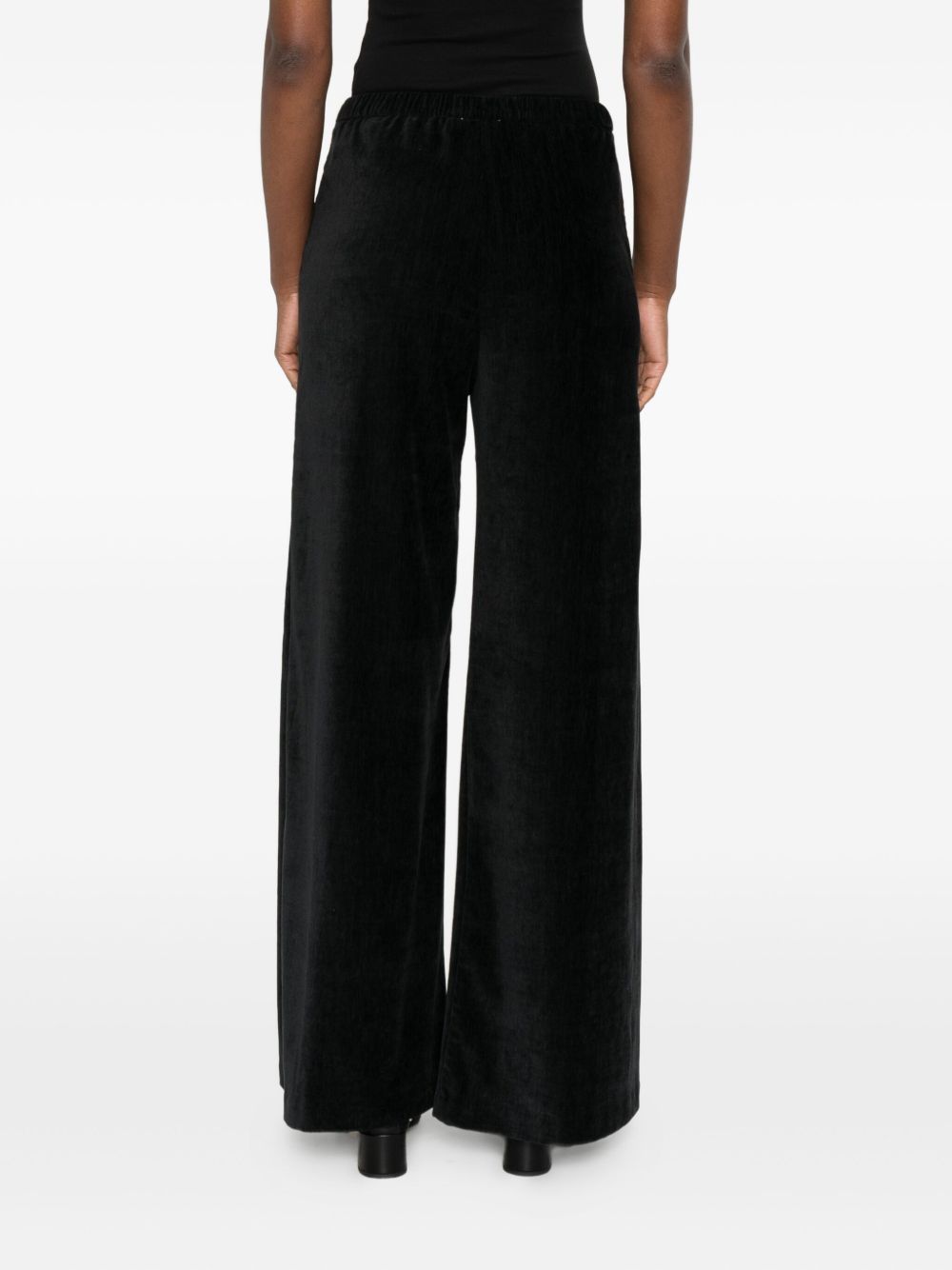 Forte Forte Velvet Wide-Leg High-Waisted Trousers Black