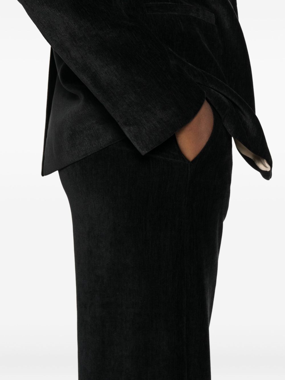 Forte Forte Velvet Wide-Leg High-Waisted Trousers Black