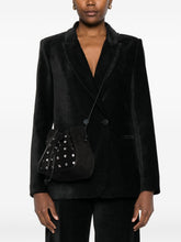 Forte Forte Small Suede Bucket Bag with Crystal Embellishments Black