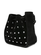 Forte Forte Small Suede Bucket Bag with Crystal Embellishments Black