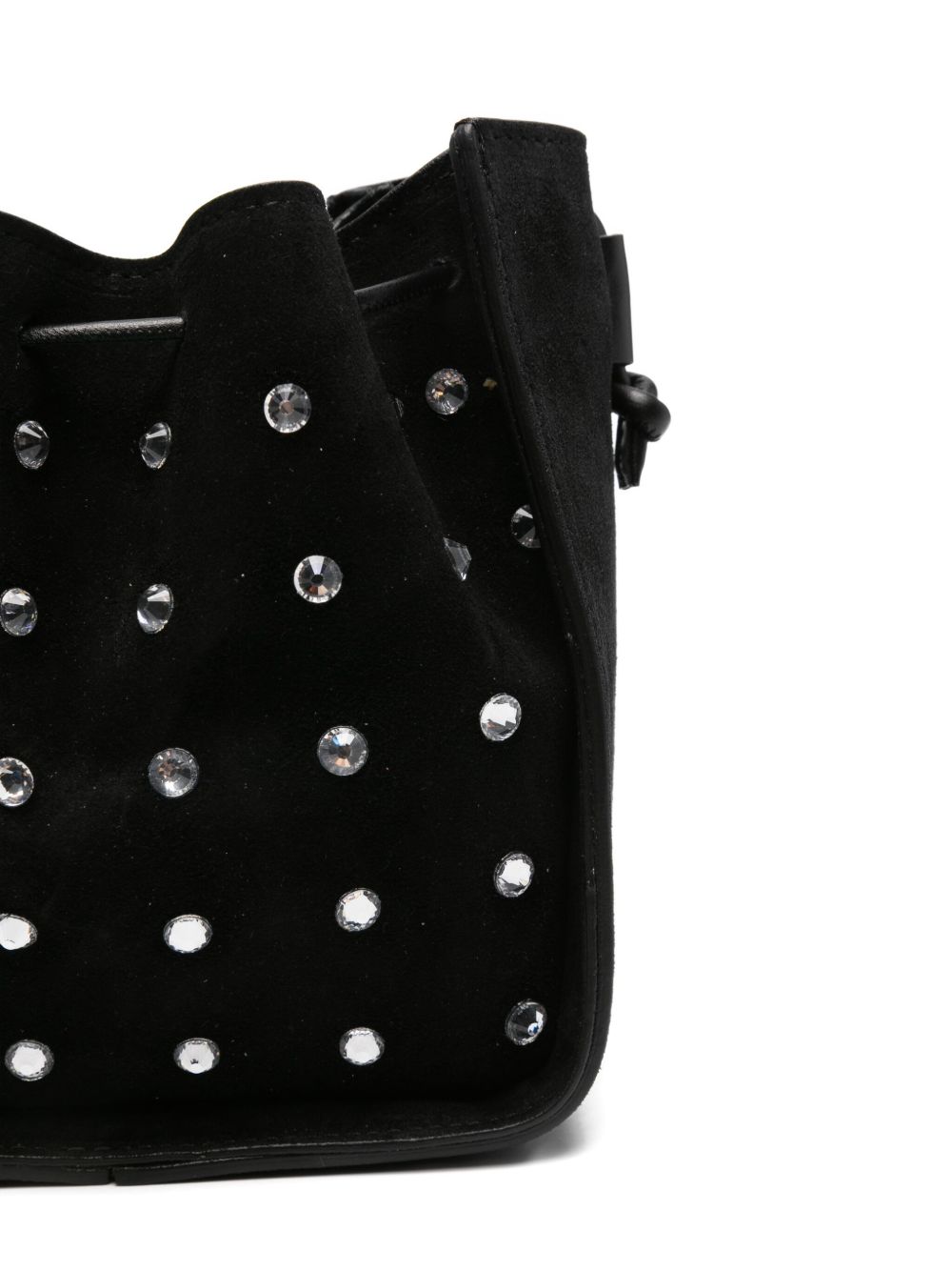 Forte Forte Small Suede Bucket Bag with Crystal Embellishments Black