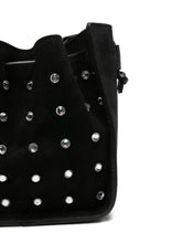 Forte Forte Small Suede Bucket Bag with Crystal Embellishments Black