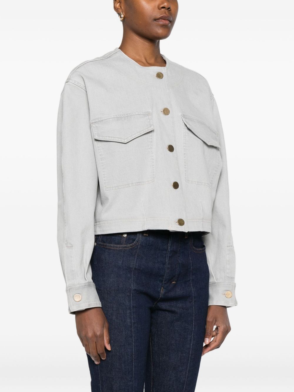 Forte Forte Denim Cotton Overshirt with Flap Pockets Grey