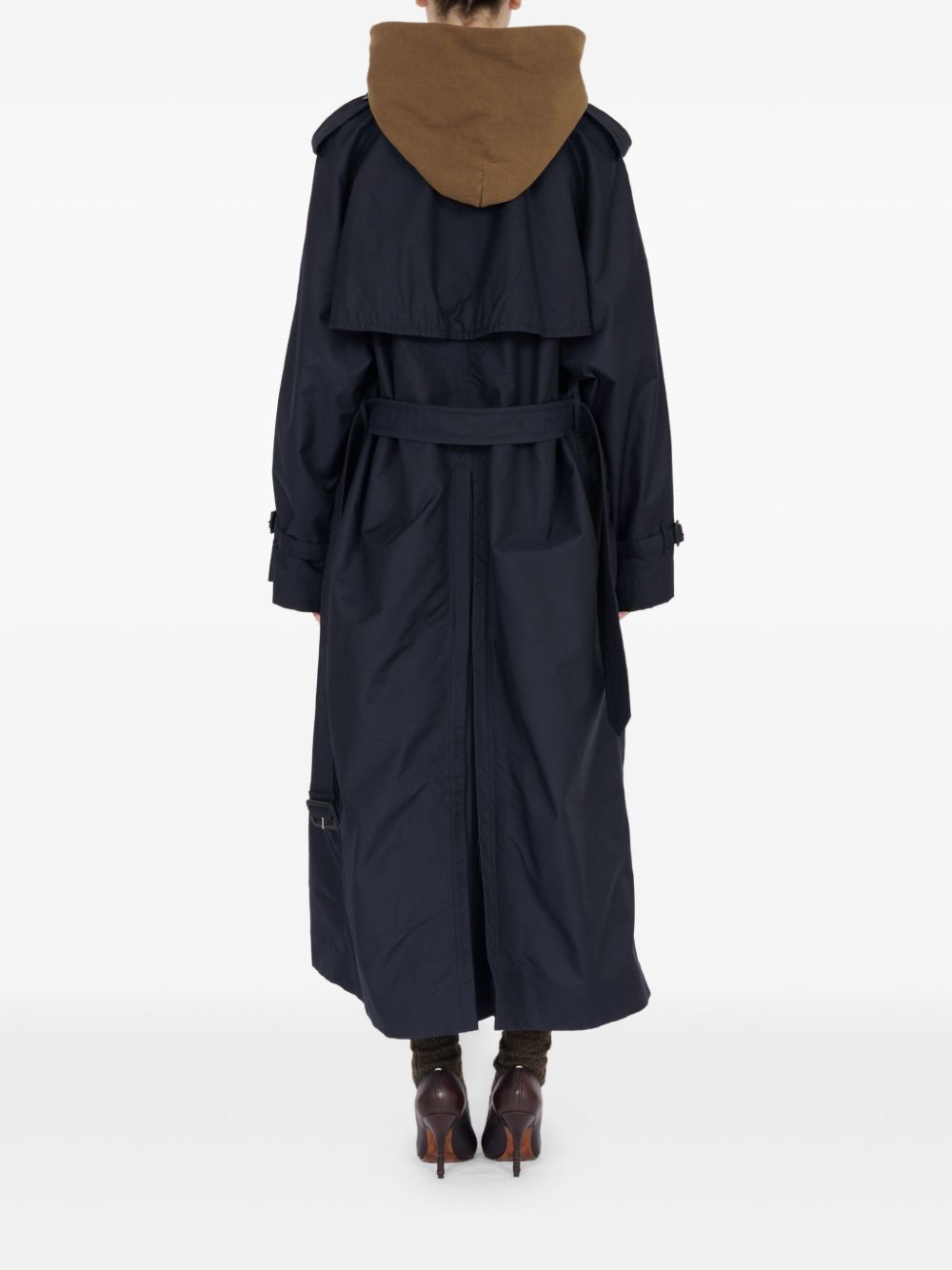 Maison Margiela Double-Breasted Wool-Blend Trench Coat Blue Blue