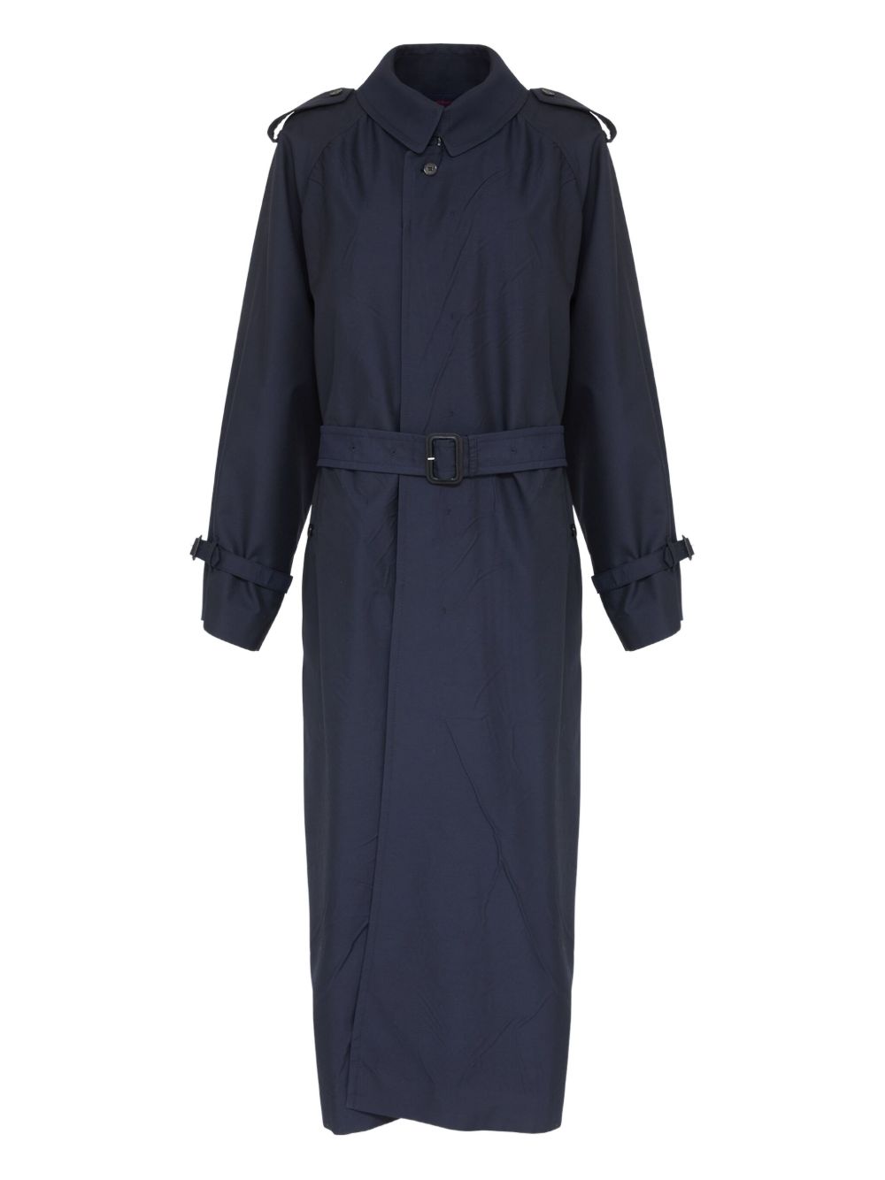Maison Margiela Double-Breasted Wool-Blend Trench Coat Blue Blue