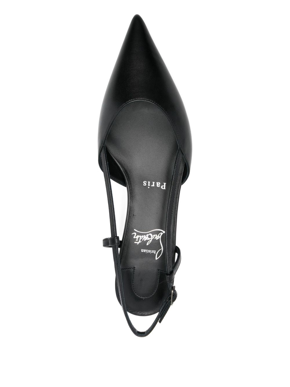 Christian Louboutin With Heel Black Leather Pointed-Toe Slingback Pumps Black