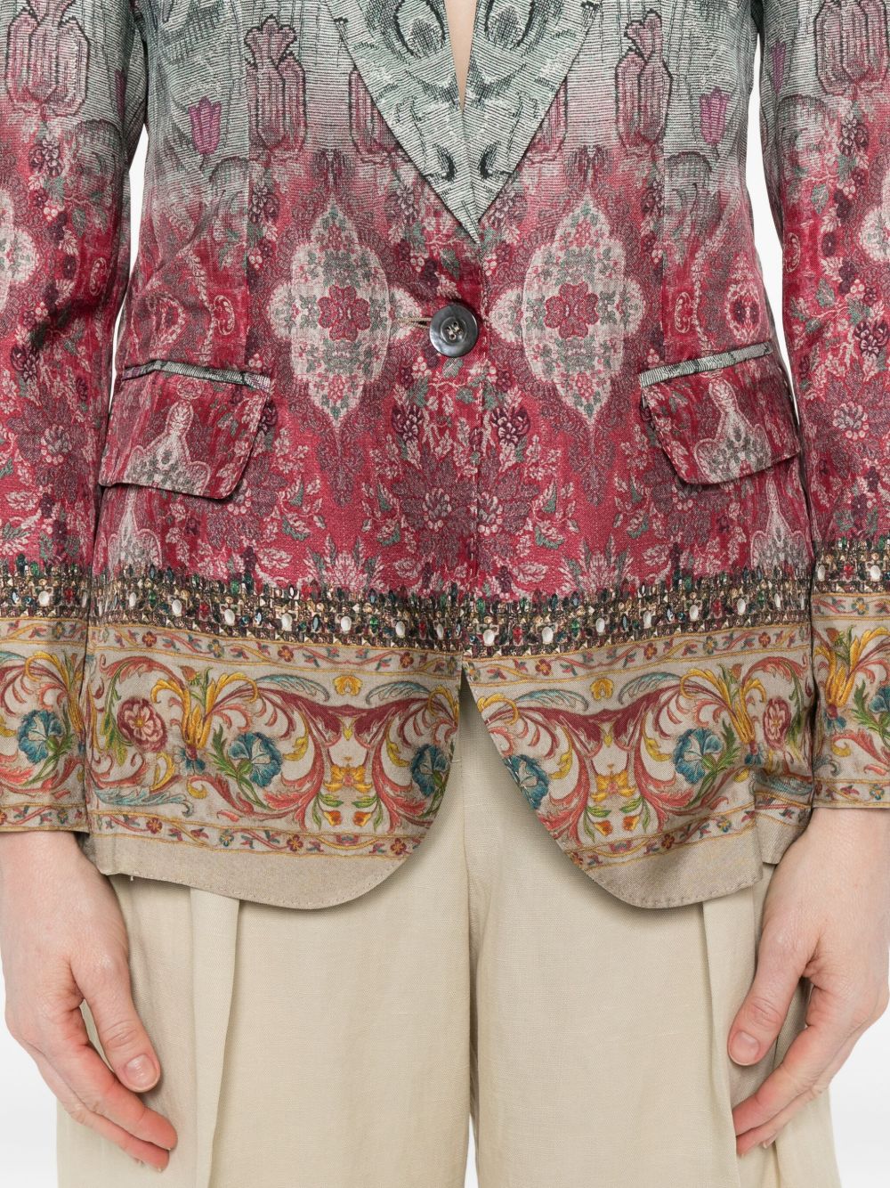 Pierre Louis Mascia Single-Breasted Silk Floral Ombré Jacket Multicolour