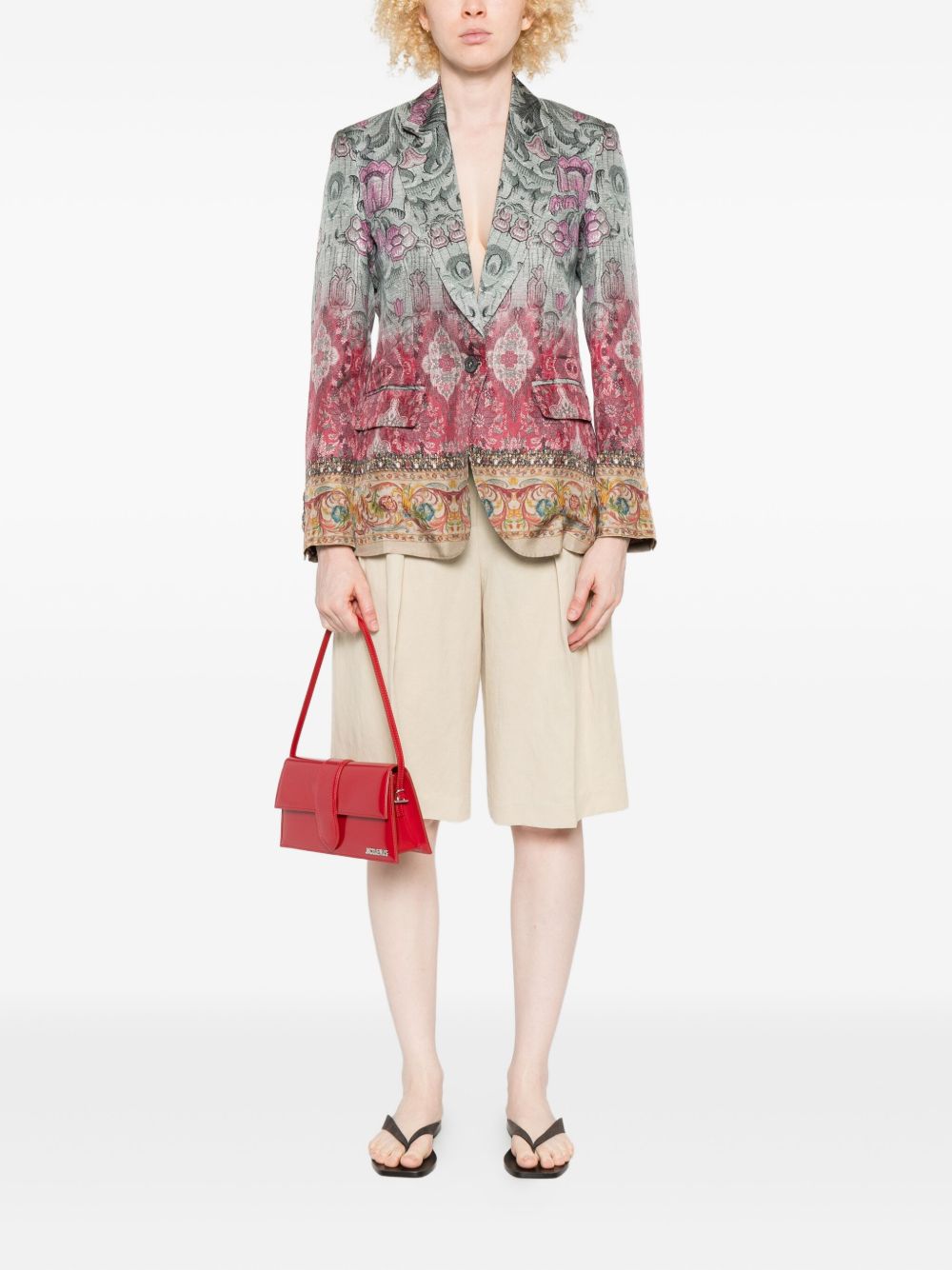 Pierre Louis Mascia Single-Breasted Silk Floral Ombré Jacket Multicolour