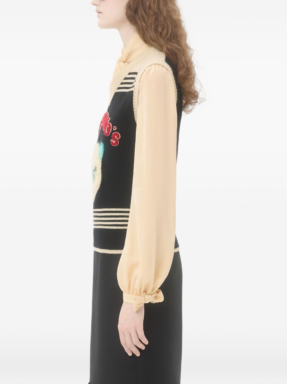 Valentino Le Chat De La Maison Wool Vest with Cat Motif Black Black