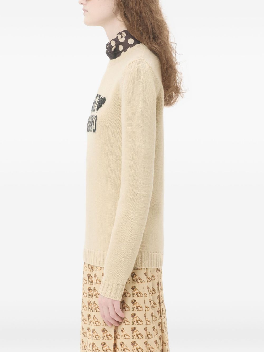 Valentino Embroidered Virgin Wool Sweater Beige