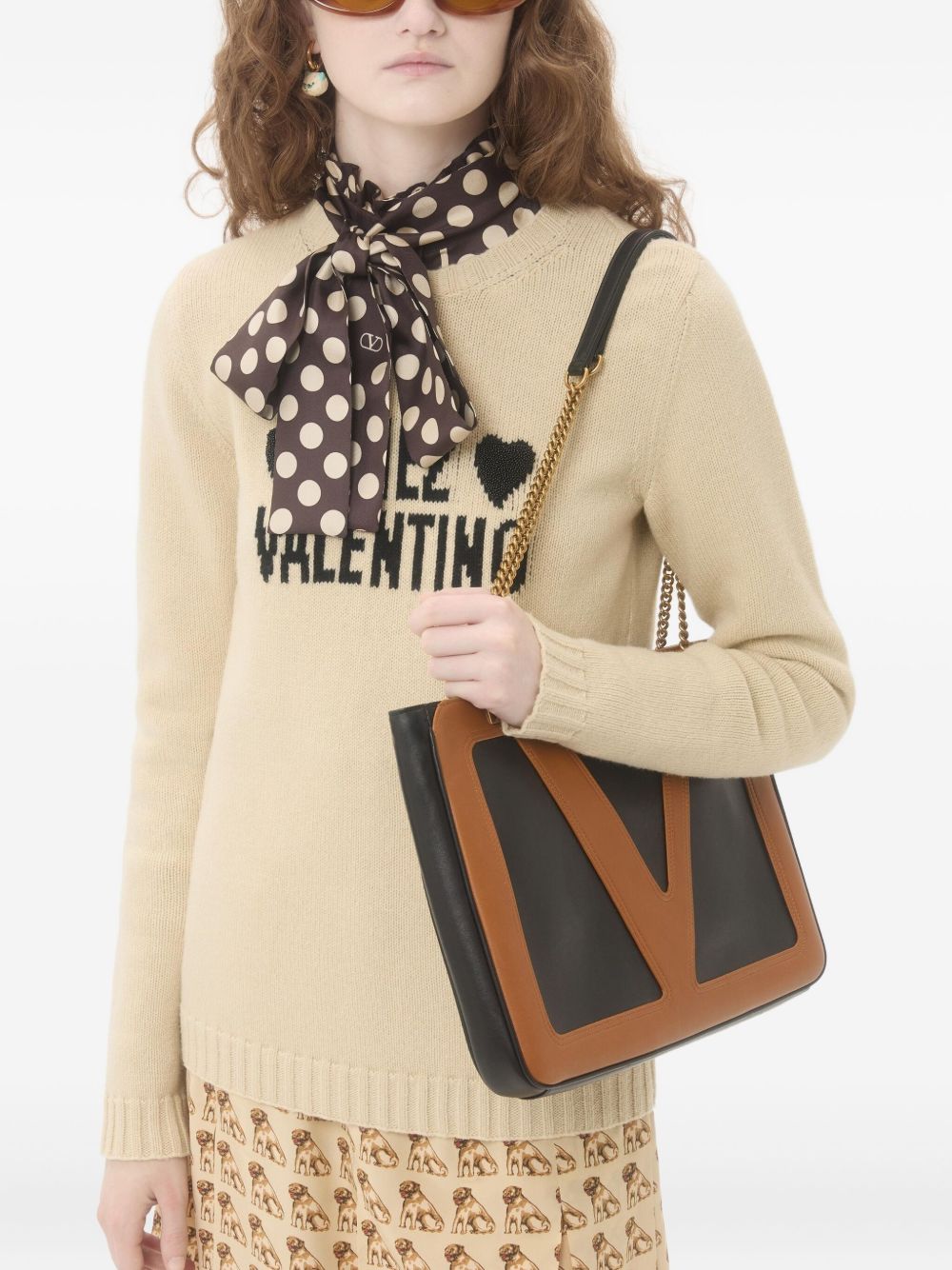 Valentino Embroidered Virgin Wool Sweater Beige