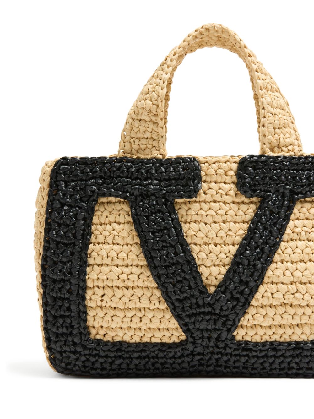 Valentino Garavani Viva Superstar Small Raffia Shopping Bag in Black