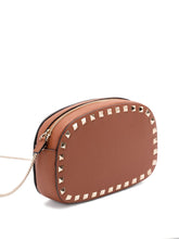 Valentino Garavani Rockstud Brown Calf Leather Mini Clutch With Gold-Tone Studs Leather Brown