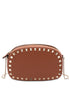 Valentino Garavani Rockstud Brown Calf Leather Mini Clutch With Gold-Tone Studs Leather Brown