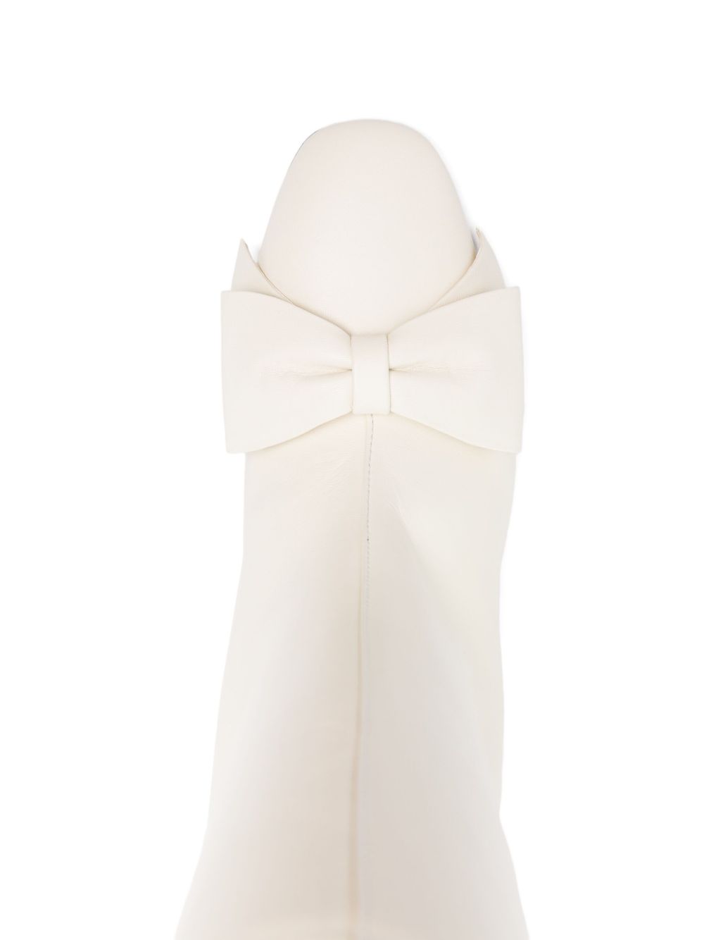 Valentino Garavani Ivory Leather Bow-Embellished Knee Boots Ivory