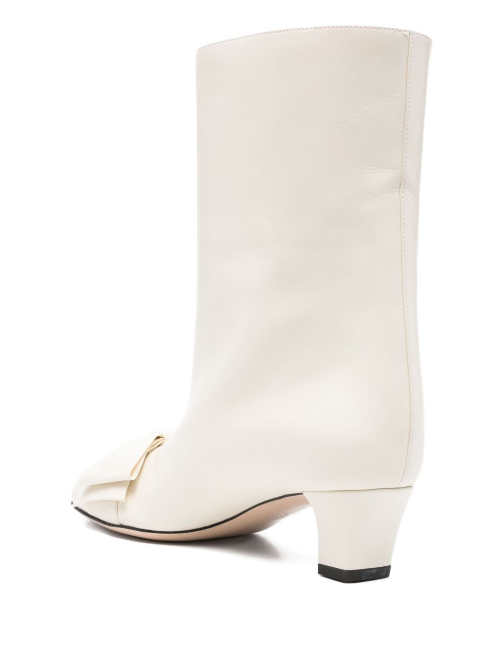 Valentino Garavani Ivory Leather Bow-Embellished Knee Boots Ivory