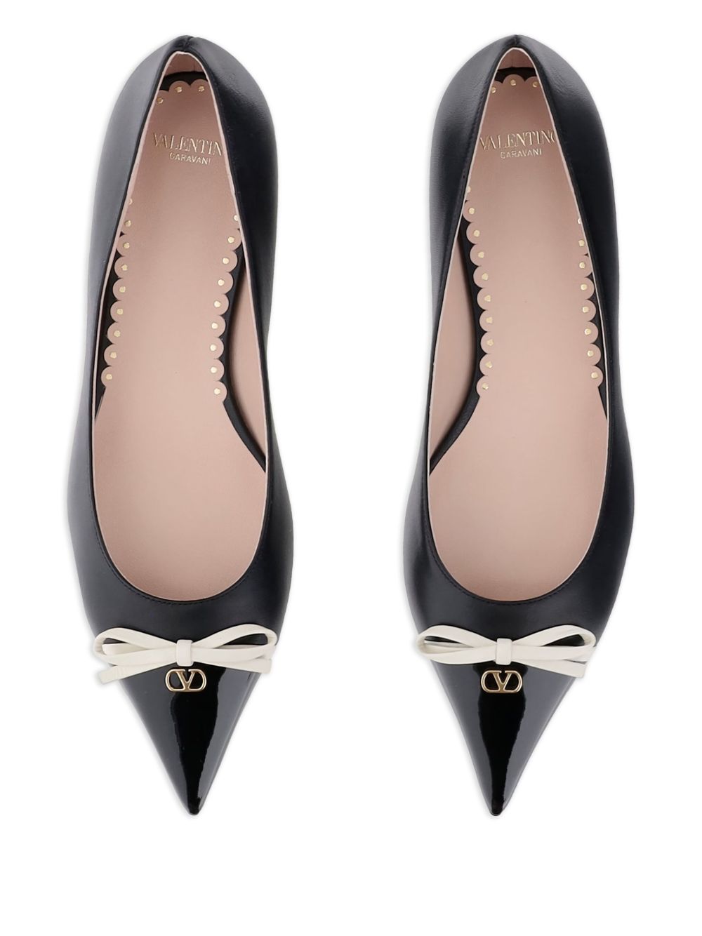 Valentino Garavani VLogo Signature Bepointy Pointed-Toe Calf Leather Ballet Flats Black