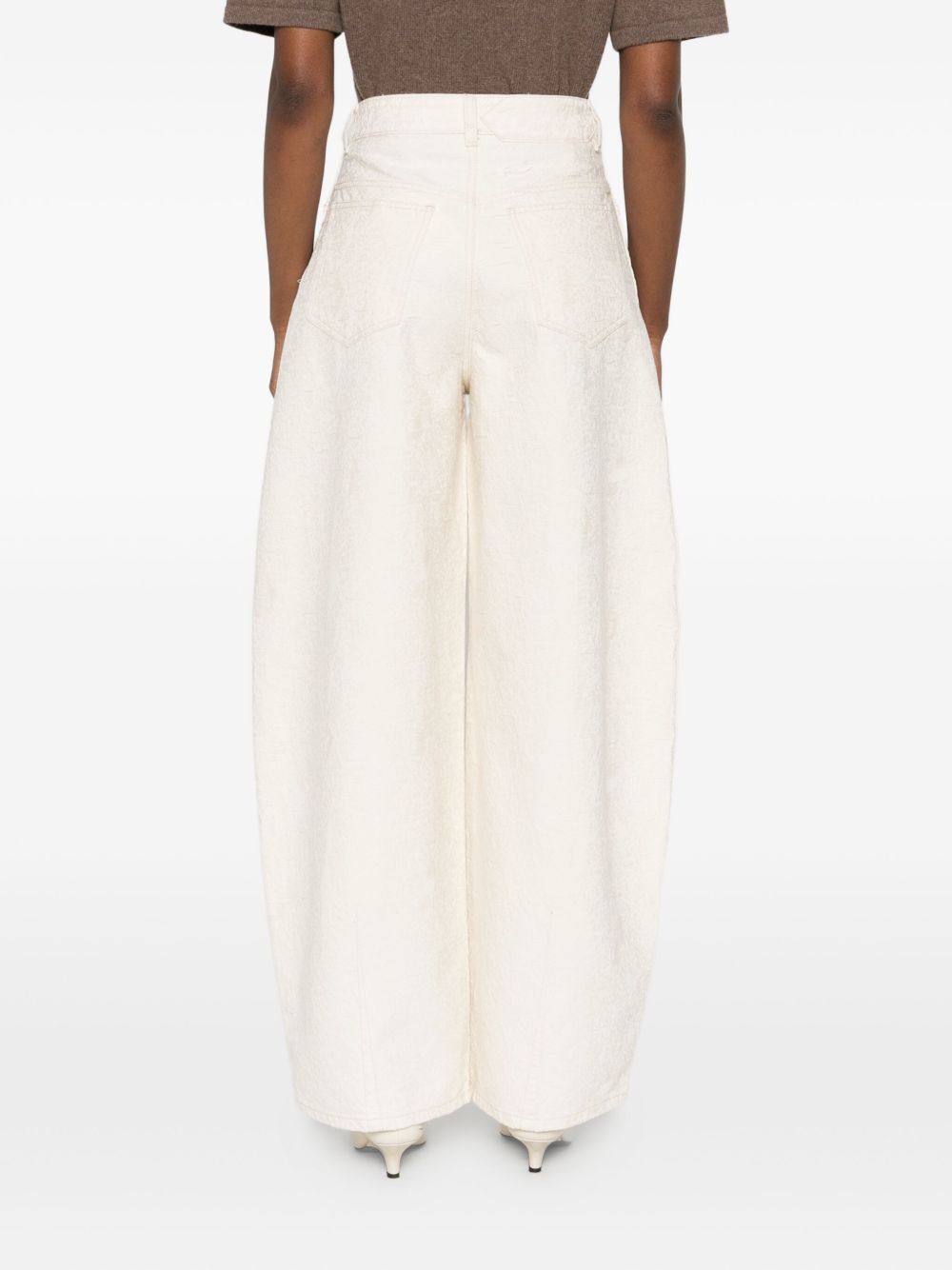 JACQUEMUS Le De-Nimes Ovalo Pleated High-Waist Tapered Jeans White White