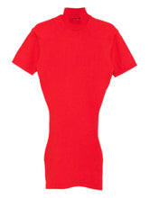 JACQUEMUS Ribbed-Knit High Neck Short Dress Red red