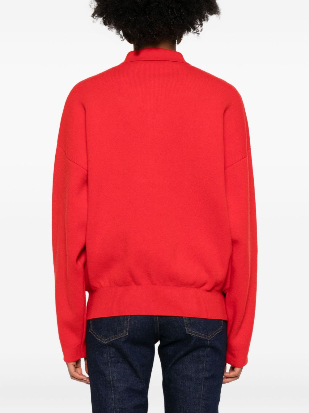 JACQUEMUS La Maille Vareuse Ribbed Long-Sleeve Polo Shirt Red Red