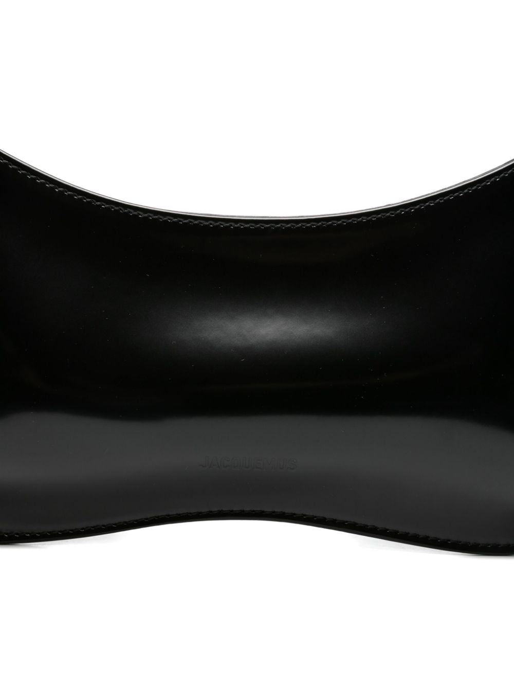 JACQUEMUS Le Bisou Curved Leather Shoulder Bag Black