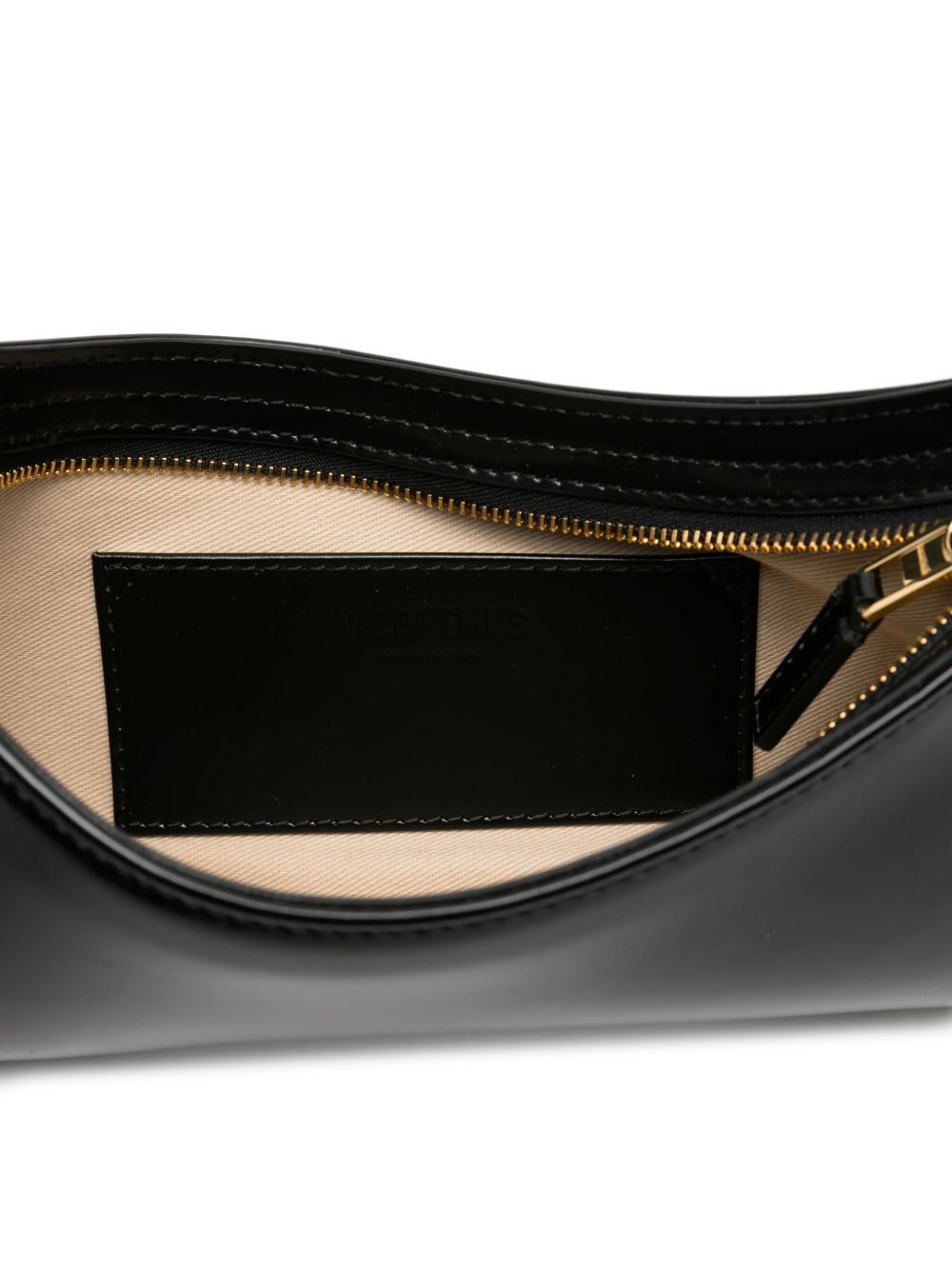 JACQUEMUS Le Bisou Curved Leather Shoulder Bag Black