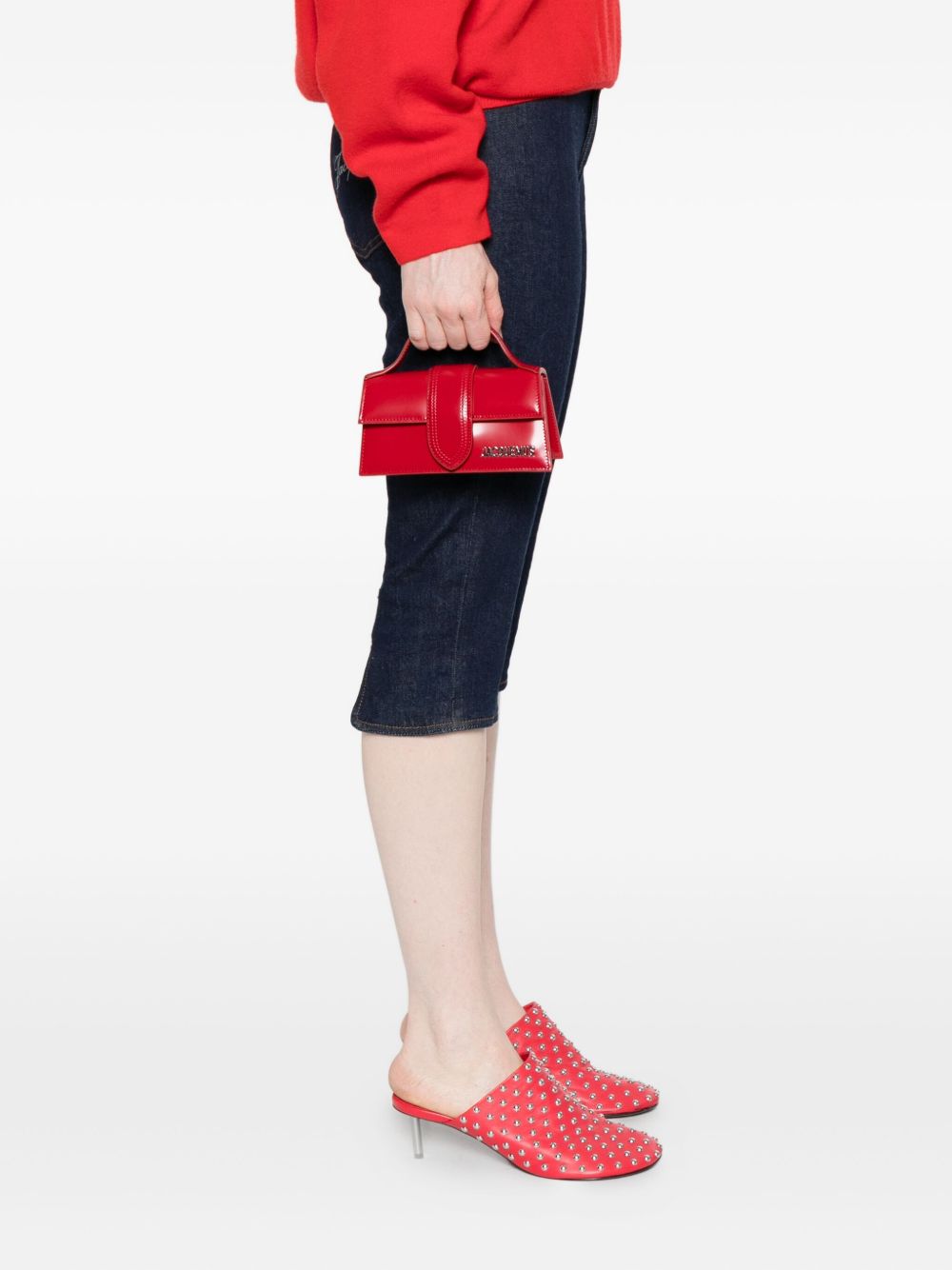 JACQUEMUS Le Bambino Top Handle Red Leather Handbag Red