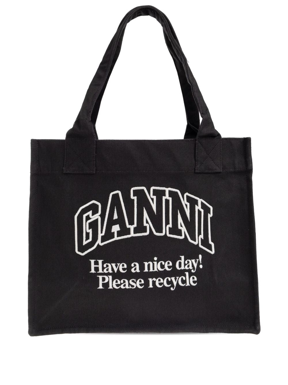 Ganni Recycled Cotton Large Tote Bag Grey