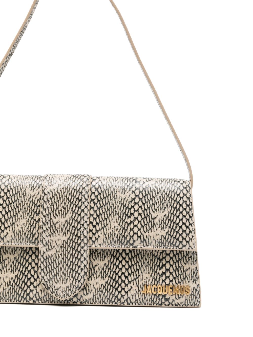 JACQUEMUS Le Bambino Long Snakeskin-Print Shoulder Bag Beige