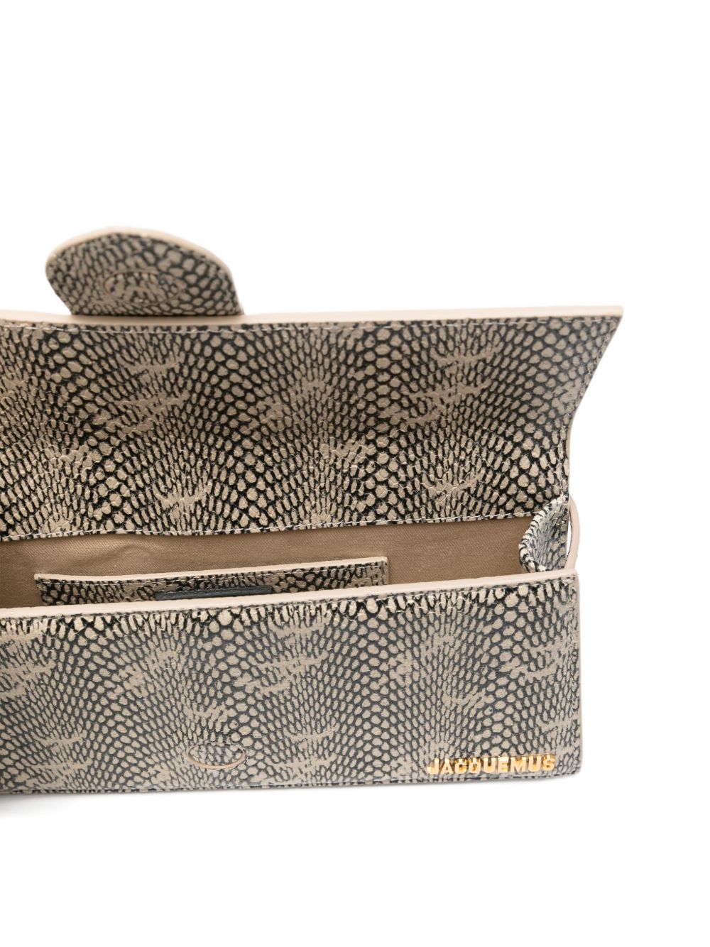 JACQUEMUS Le Bambino Long Snakeskin-Print Shoulder Bag Beige