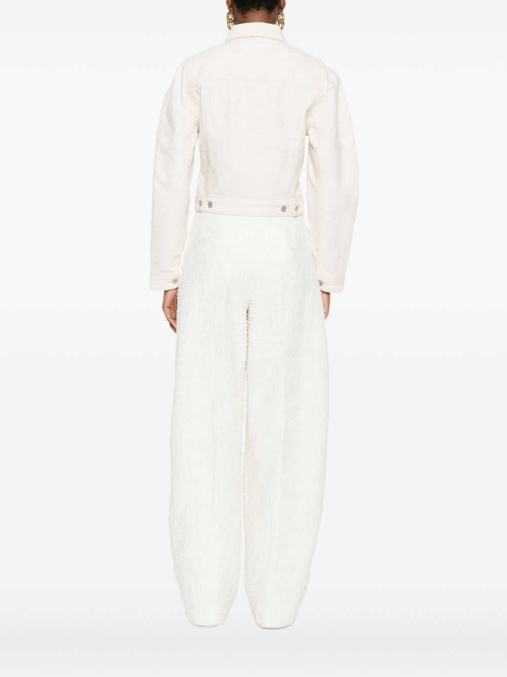 JACQUEMUS La Veste De-Nimes Cropped Off-White Denim Jacket White