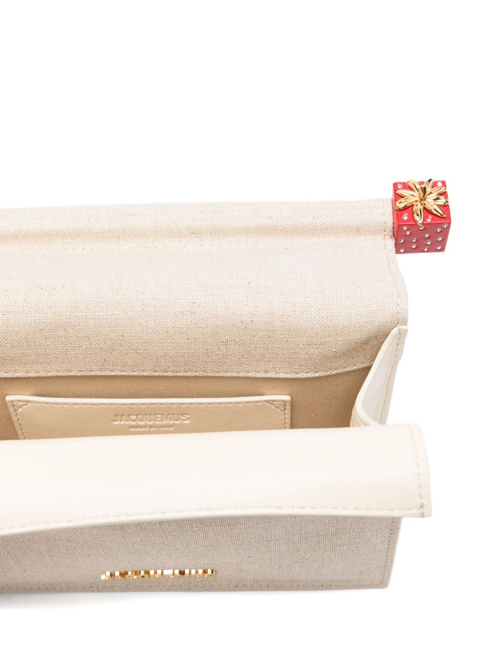 JACQUEMUS Rond Carré Canvas Clutch Bag Beige