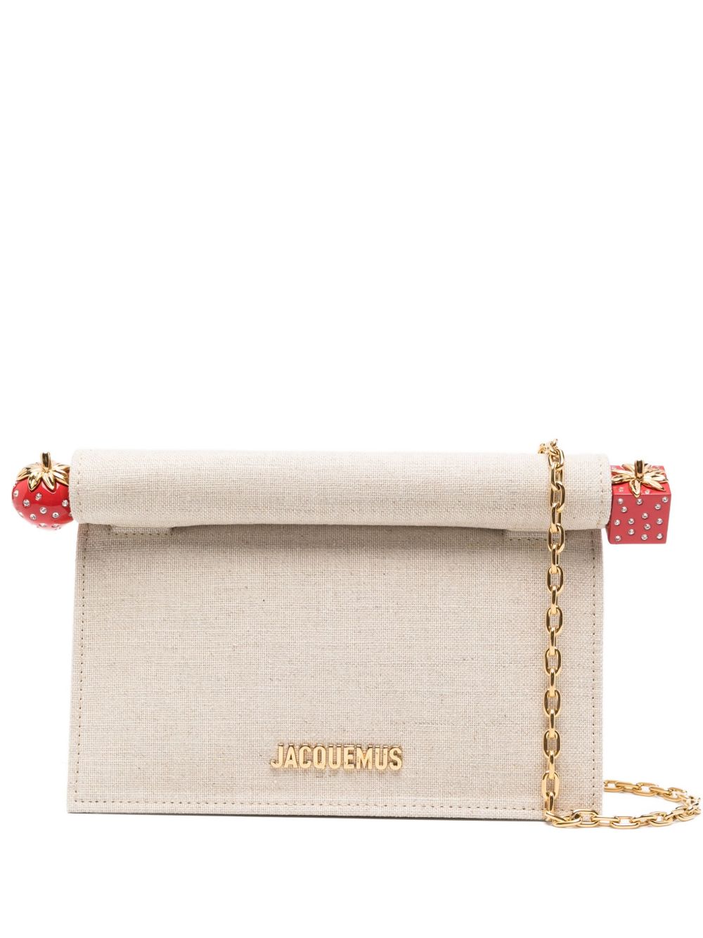 JACQUEMUS Rond Carré Canvas Clutch Bag Beige