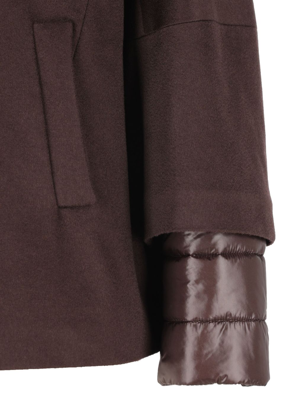Herno Cashmere Hooded Quilted Cape Jacket Brown