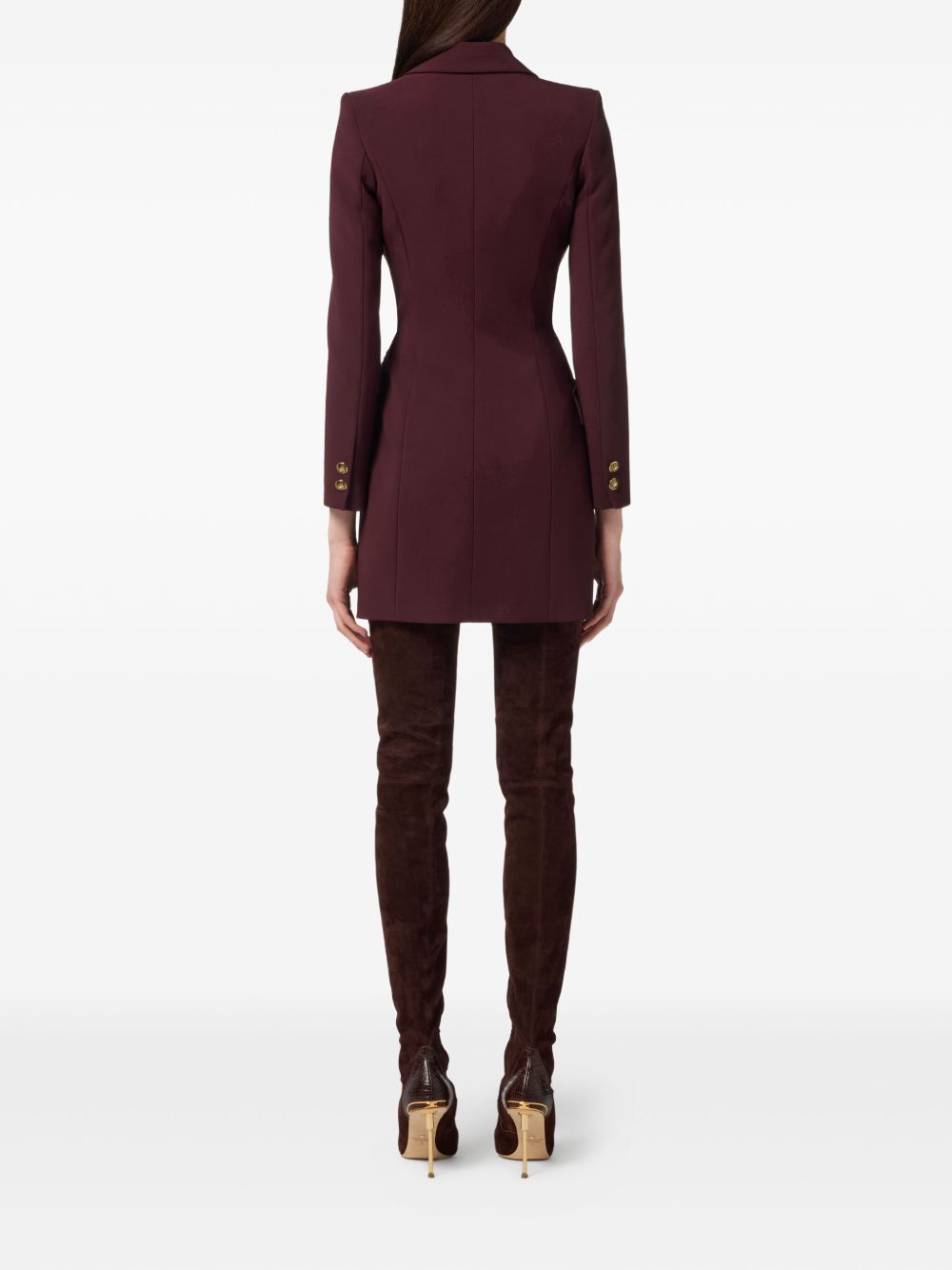 Elisabetta Franchi Double-Breasted Chain-Belt Crepe Dress Bordeaux