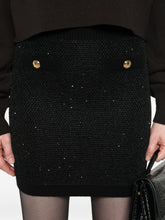 Elisabetta Franchi Wool Button-Embellished Knitted Skirt Black Black